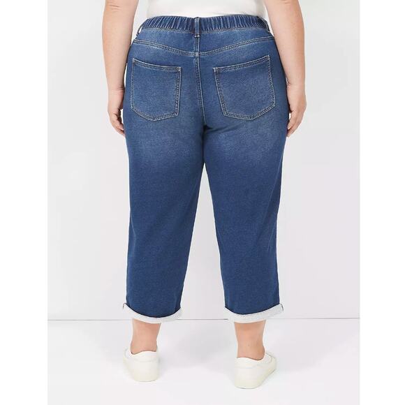 Lane Bryant Pull-On Fit Knit Boyfriend Mid-Rise Capri Jeans Sweatpants 18 2X - Picture 2 of 10